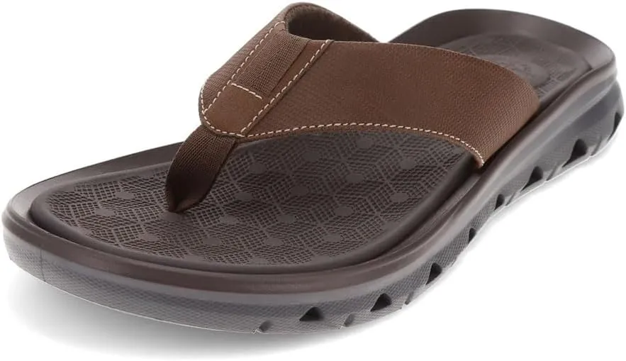 Dockers Men's Casual Flip-Flop, Dark Tan, 10