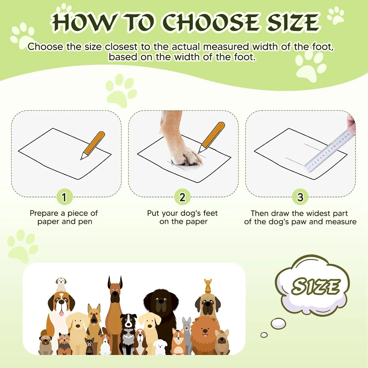 Dog Shoes, FISHOAKY Dog Shoes for Medium Dogs, Anti Slip Dog Boots & Paw Protectors for Winter Snowy and Summer Hot Pavement, 4 Pack Dog Booties Waterproof for Small Dogs with Green (Size 3)