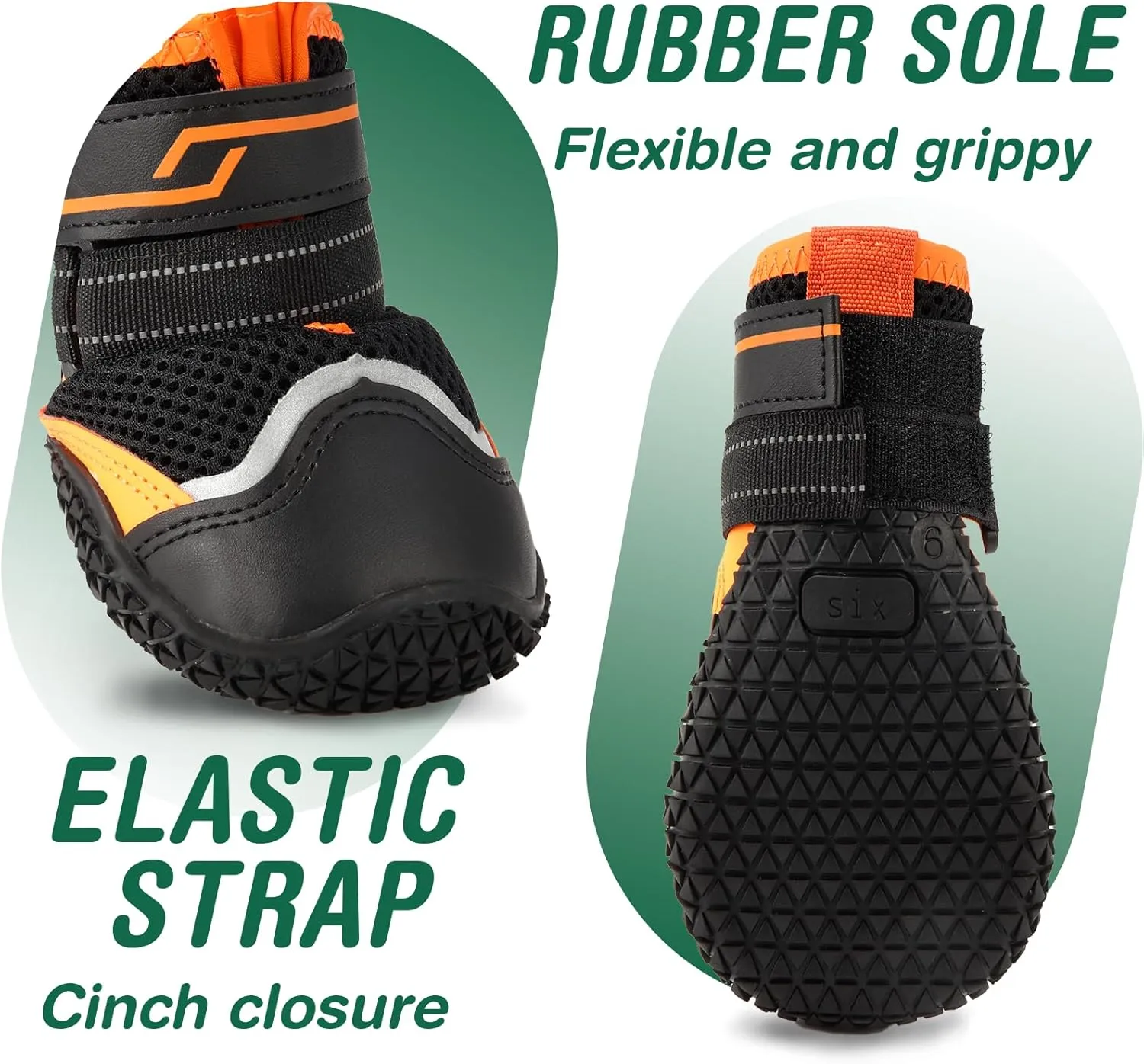 Dog Shoes for Large Dogs, Anti-Slip Dog Boots for Winter Snow, Hot Pavement, Dog Booties & Paw Protectors for Hardwood Floors Size 6