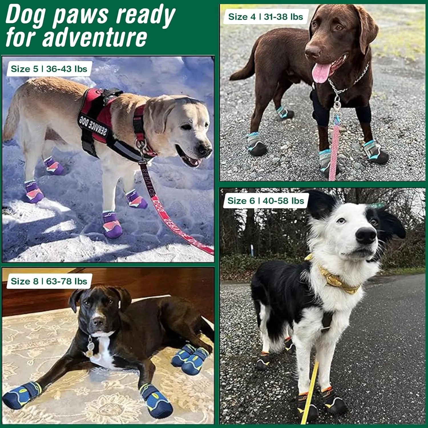 Dog Shoes for Large Dogs, Anti-Slip Dog Boots for Winter Snow, Hot Pavement, Dog Booties & Paw Protectors for Hardwood Floors Size 6