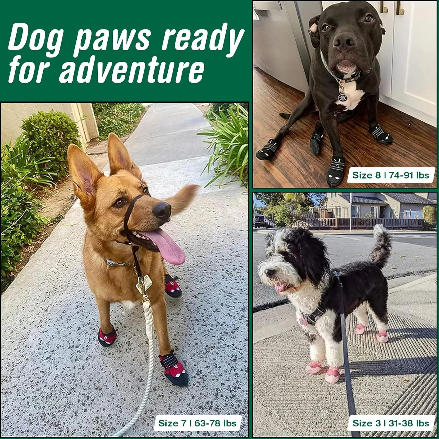 Dog Shoes for Medium Dogs, Large Waterproof Dog Boots for Winter Snow, Summer Hot Pavement, Dog Booties & Paw Protectors Size 3