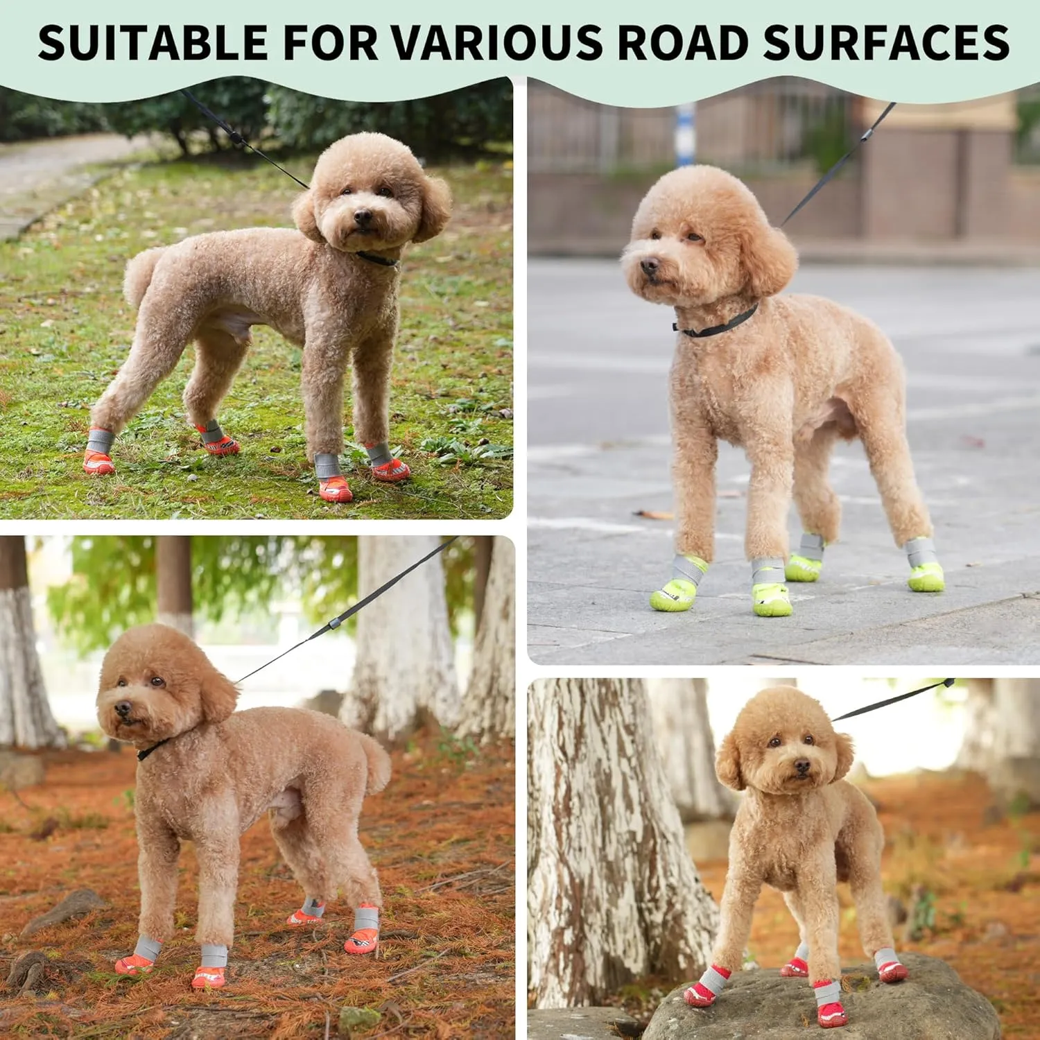 Dog Shoes for Small Medium Dogs, Dog Boots & Paw Protectors with Soft Anti-Slip Rubber Sole, Mesh Breathable Dog Shoes for Winter Snowy Day, Summer Hot Pavement (Orange, 40# (1.1"x1.3")(WxL))