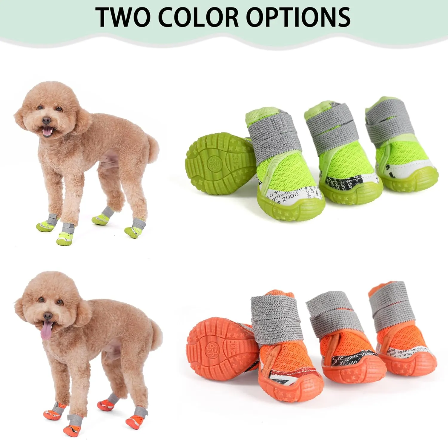 Dog Shoes for Small Medium Dogs, Dog Boots & Paw Protectors with Soft Anti-Slip Rubber Sole, Mesh Breathable Dog Shoes for Winter Snowy Day, Summer Hot Pavement (Orange, 40# (1.1"x1.3")(WxL))