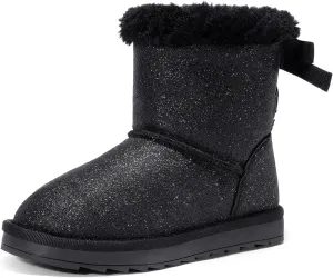 DREAM PAIRS Girls Boots Kids Winter Faux Fur Warm Snow Ankle FuzzyChic Kid's Bow Boots for Toddler/Little Kid