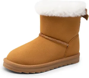 DREAM PAIRS Girls Boots Kids Winter Faux Fur Warm Snow Ankle FuzzyChic Kid's Bow Boots for Toddler/Little Kid