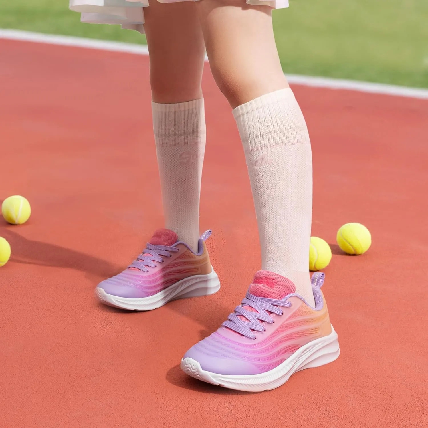 DREAM PAIRS Girls Boys Shoes Kids Tennis Sparkle Glitter Lace up Athletic Running Sneakers