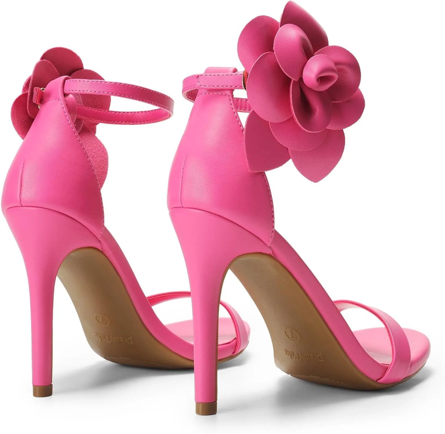 DREAM PAIRS Women's High Heels Flower Ankle Strap Stilettos Round Open Toe Dressy Sexy Sandals