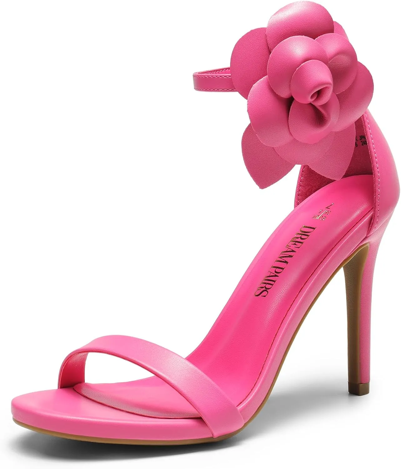 DREAM PAIRS Women's High Heels Flower Ankle Strap Stilettos Round Open Toe Dressy Sexy Sandals