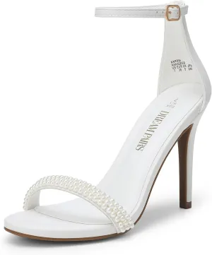 DREAM PAIRS Women's High Heels Flower Ankle Strap Stilettos Round Open Toe Dressy Sexy Sandals