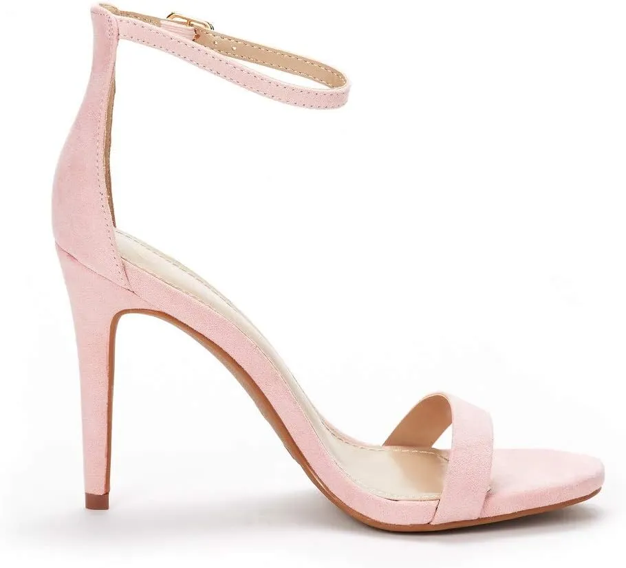 DREAM PAIRS Women's High Heels Flower Ankle Strap Stilettos Round Open Toe Dressy Sexy Sandals