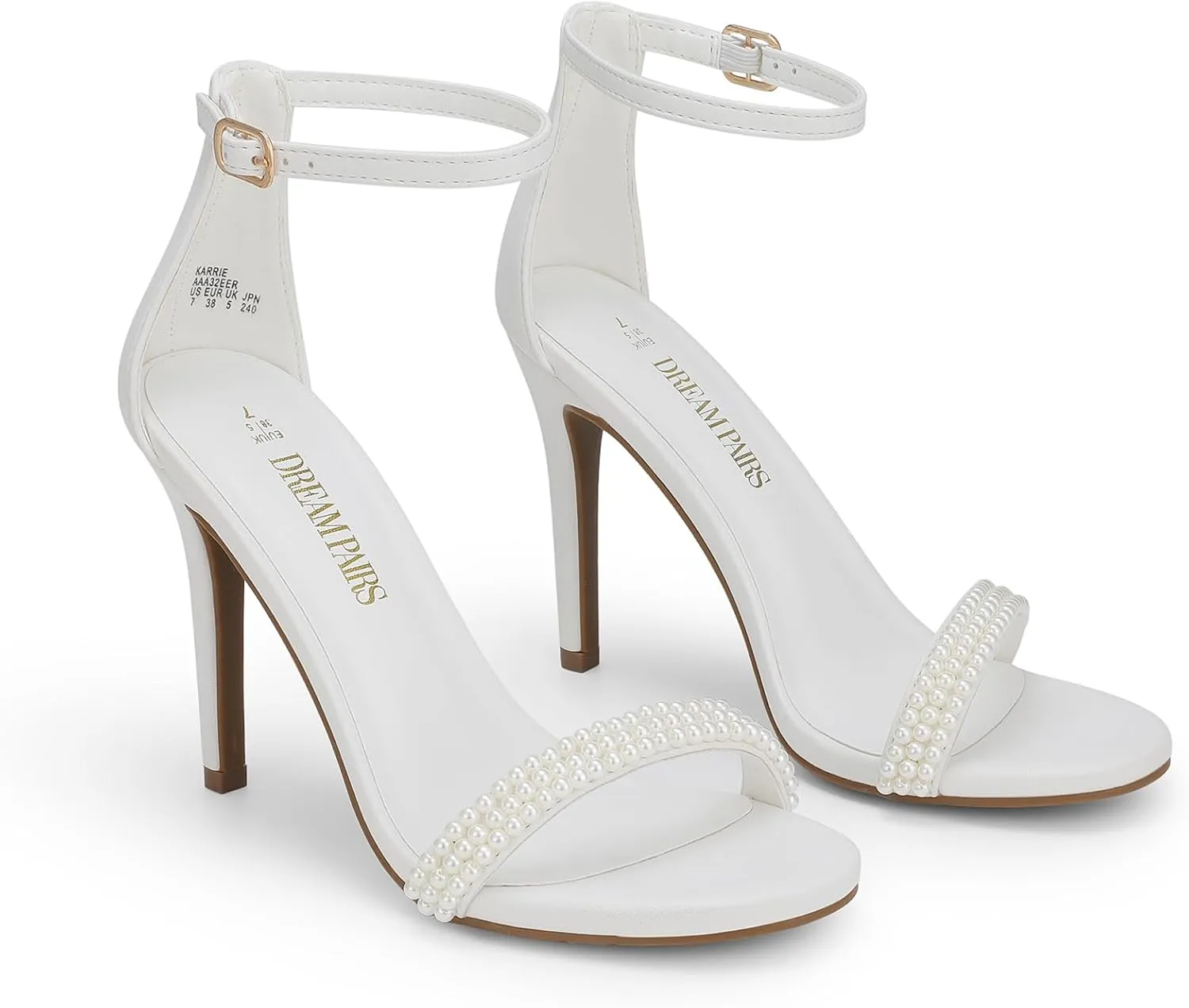 DREAM PAIRS Women's High Heels Flower Ankle Strap Stilettos Round Open Toe Dressy Sexy Sandals