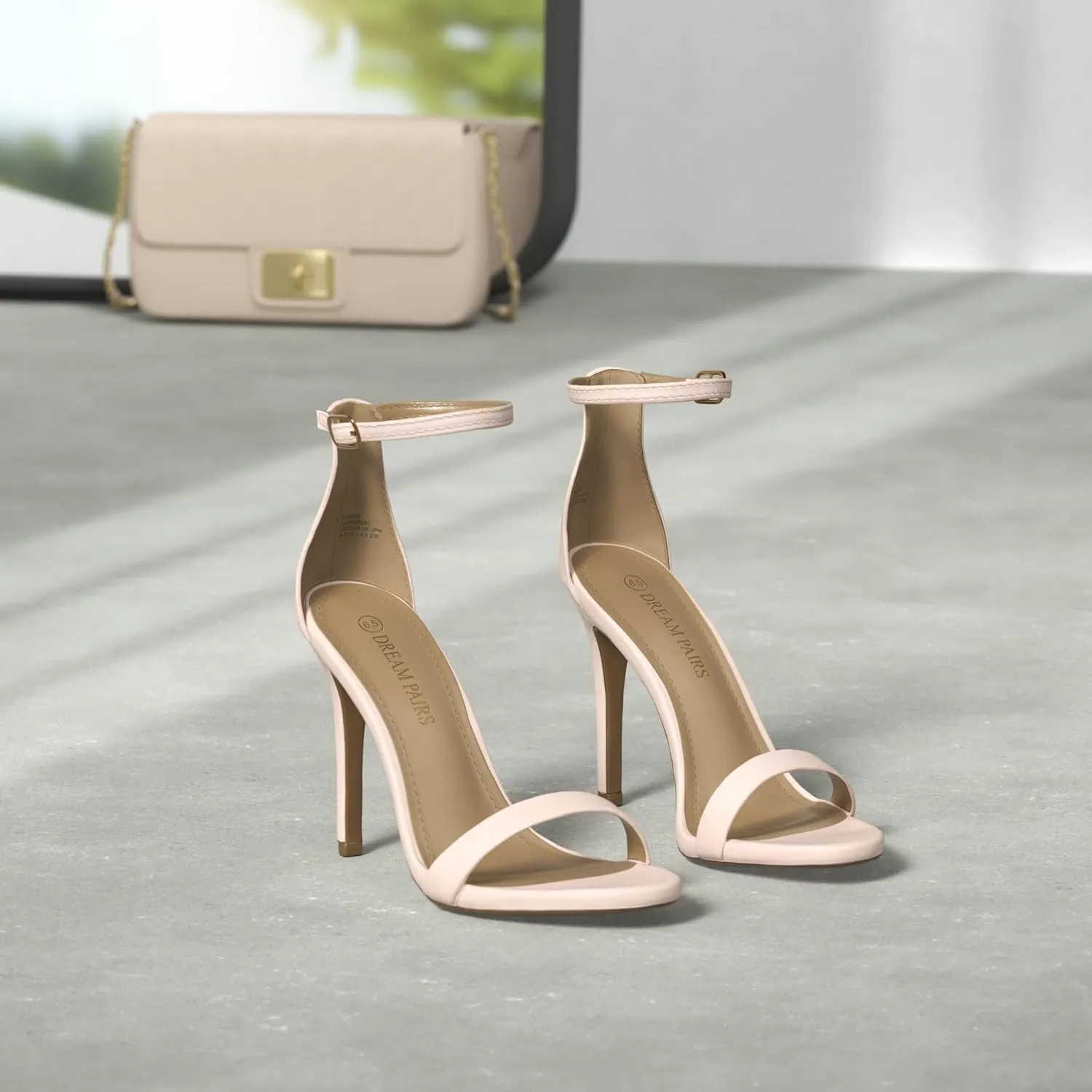 DREAM PAIRS Women's High Heels Flower Ankle Strap Stilettos Round Open Toe Dressy Sexy Sandals