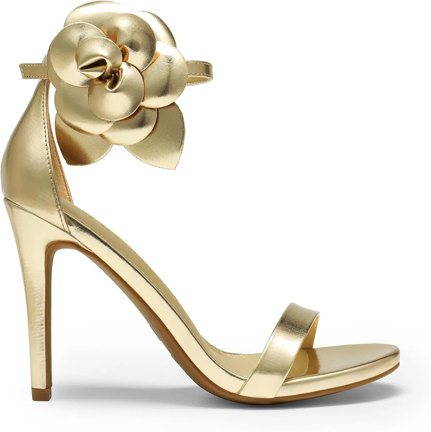 DREAM PAIRS Women's High Heels Flower Ankle Strap Stilettos Round Open Toe Dressy Sexy Sandals