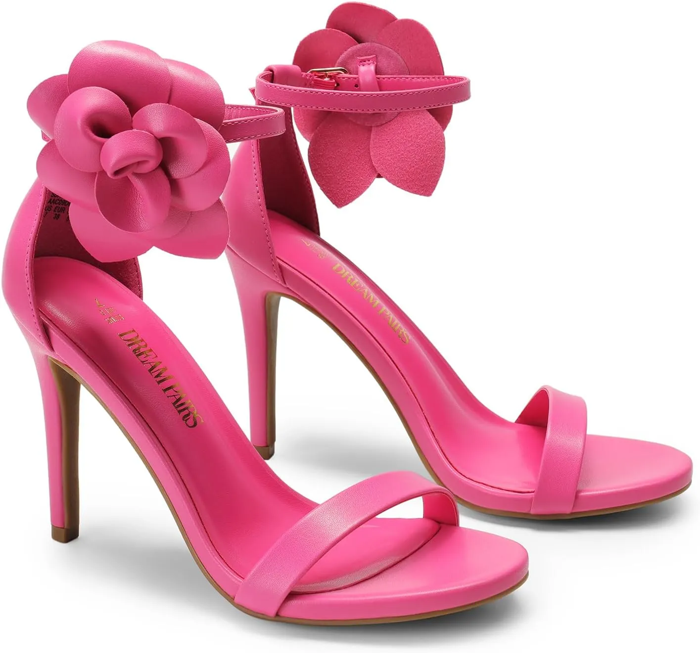 DREAM PAIRS Women's High Heels Flower Ankle Strap Stilettos Round Open Toe Dressy Sexy Sandals