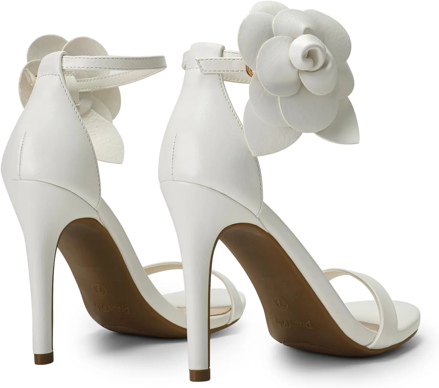 DREAM PAIRS Women's High Heels Flower Ankle Strap Stilettos Round Open Toe Dressy Sexy Sandals