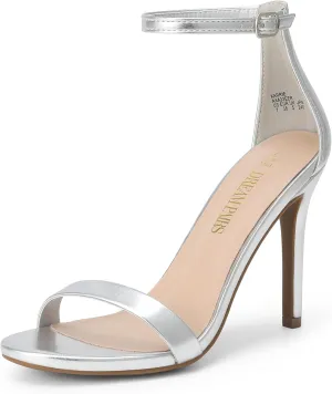 DREAM PAIRS Women's High Heels Flower Ankle Strap Stilettos Round Open Toe Dressy Sexy Sandals