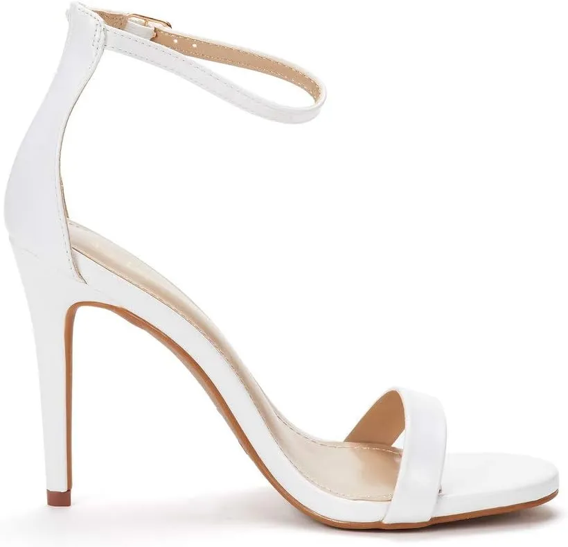 DREAM PAIRS Women's High Heels Flower Ankle Strap Stilettos Round Open Toe Dressy Sexy Sandals