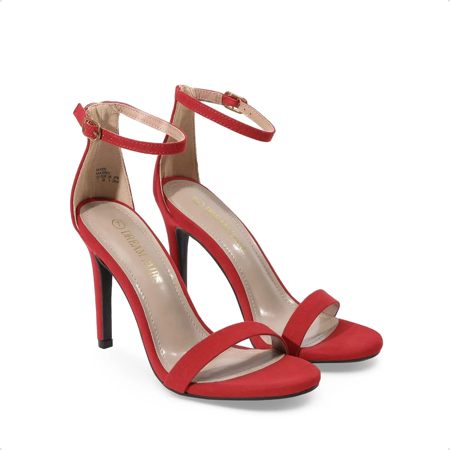 DREAM PAIRS Women's High Heels Flower Ankle Strap Stilettos Round Open Toe Dressy Sexy Sandals