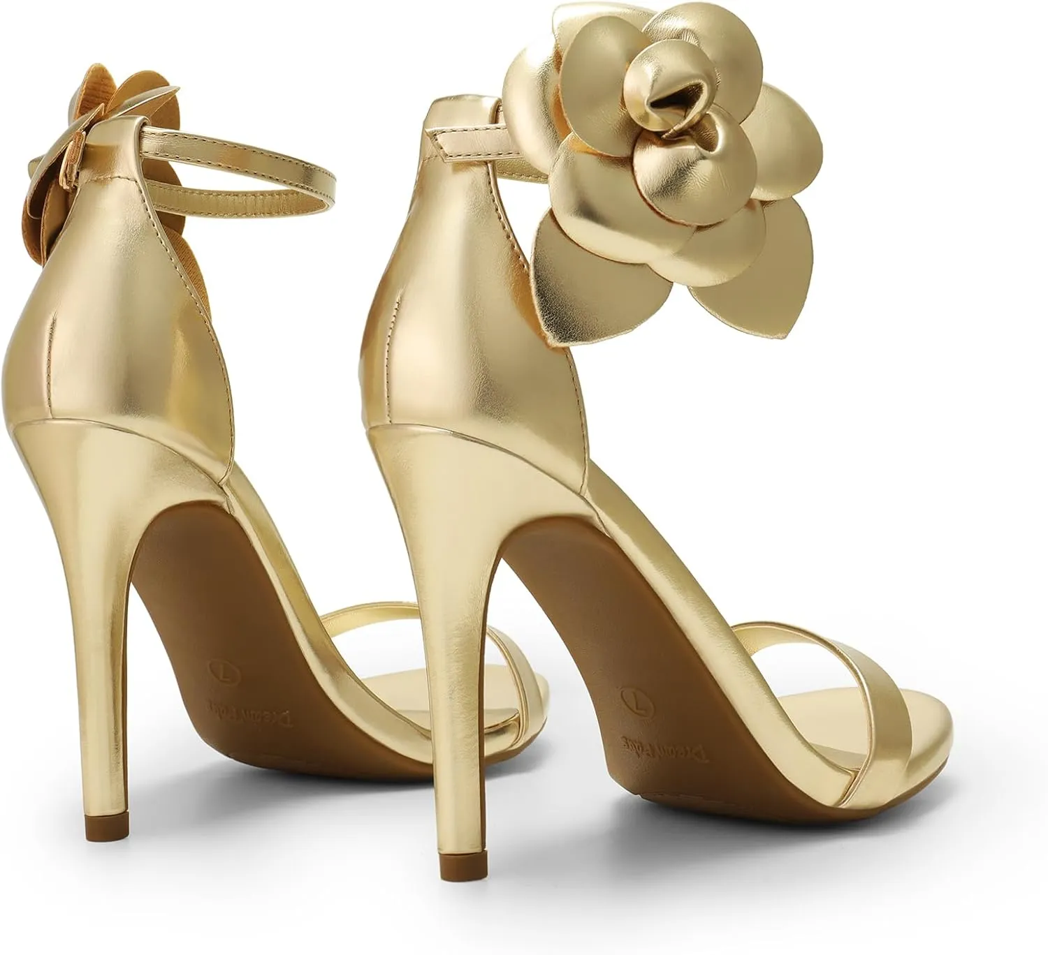 DREAM PAIRS Women's High Heels Flower Ankle Strap Stilettos Round Open Toe Dressy Sexy Sandals