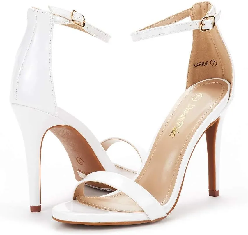 DREAM PAIRS Women's High Heels Flower Ankle Strap Stilettos Round Open Toe Dressy Sexy Sandals