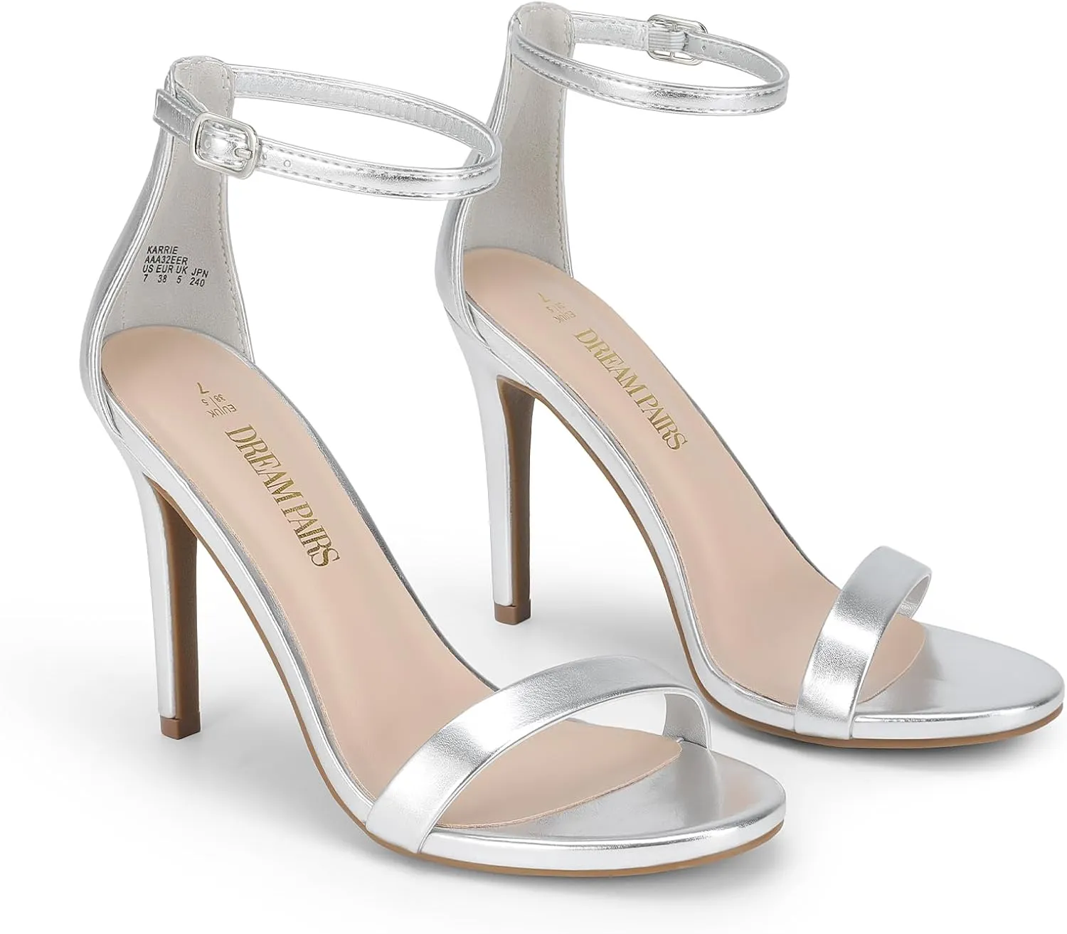DREAM PAIRS Women's High Heels Flower Ankle Strap Stilettos Round Open Toe Dressy Sexy Sandals
