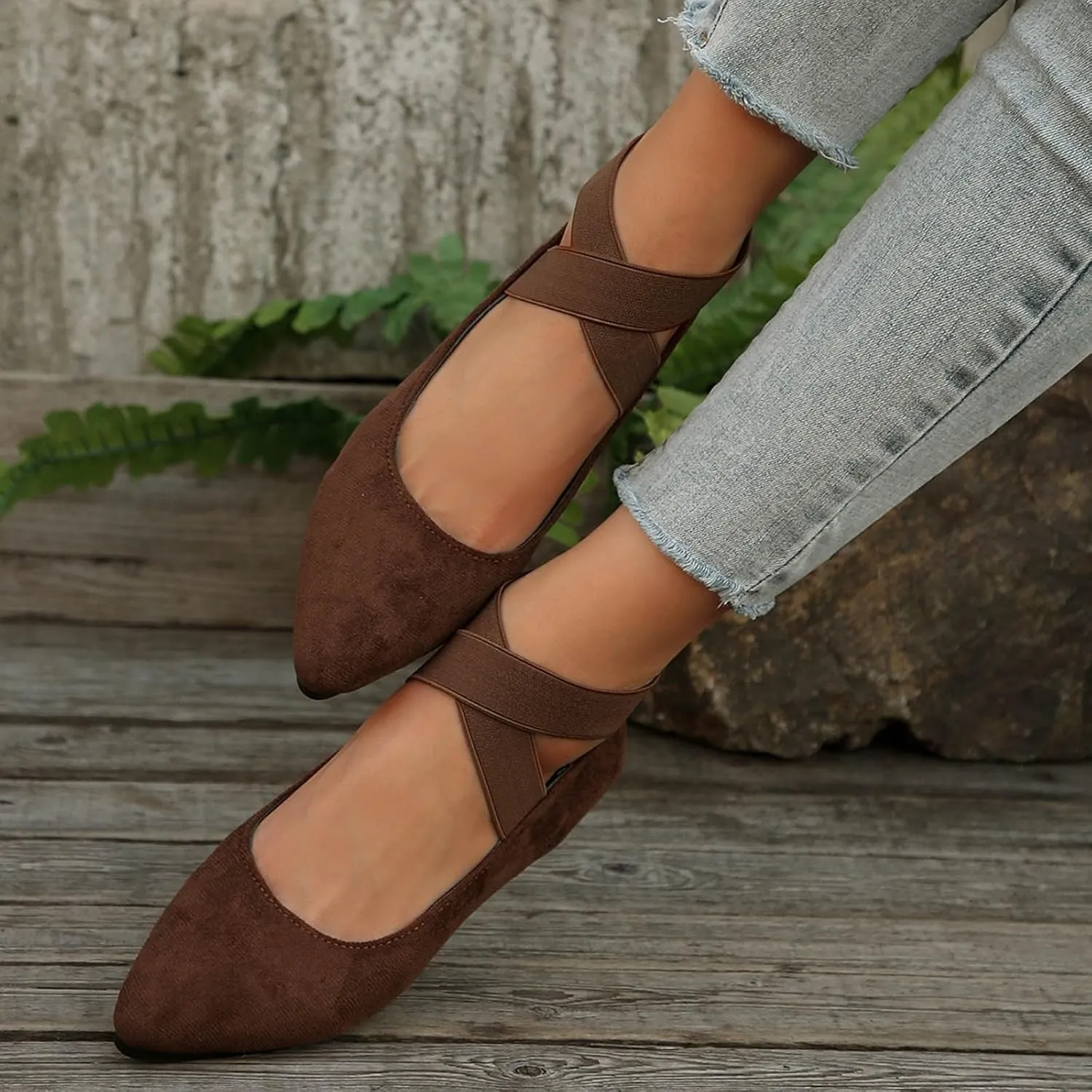 Dressy Sandals For Women 2025 Comfortable Women's Flats Fashion Shoe With Elastic Ankle Straps Closed Toe Loafers