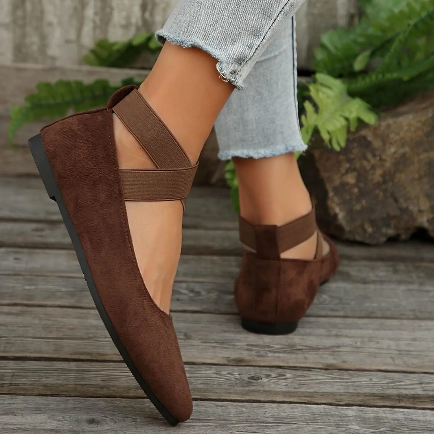 Dressy Sandals For Women 2025 Comfortable Women's Flats Fashion Shoe With Elastic Ankle Straps Closed Toe Loafers