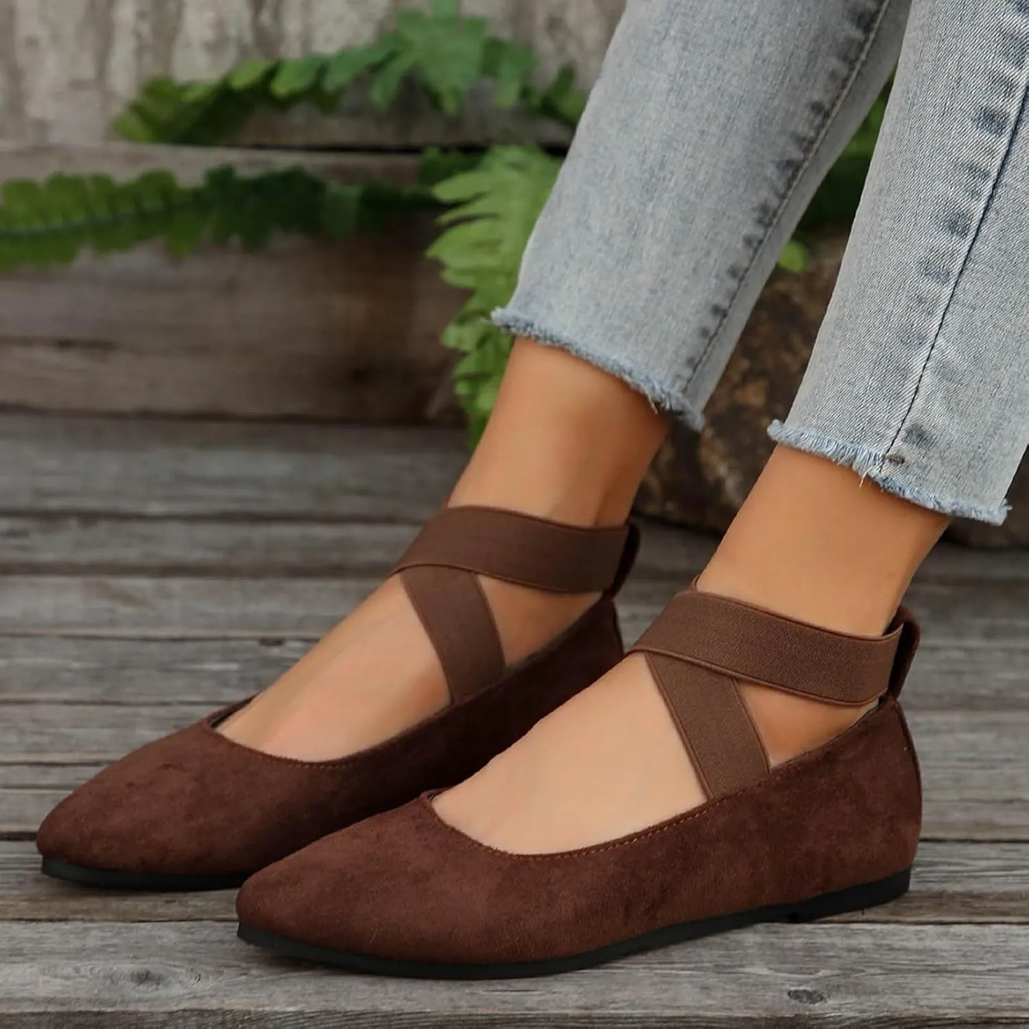 Dressy Sandals For Women 2025 Comfortable Women's Flats Fashion Shoe With Elastic Ankle Straps Closed Toe Loafers