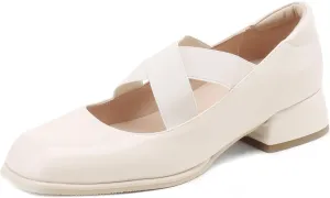 Elastic Band Flats Pumps Shoes for Women Square Toe Crisscross Ballet Flats
