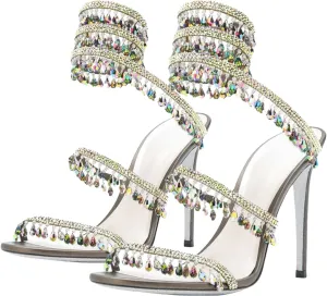 Elegant Rhinestone Stiletto Heels – 4.1 High Heel Sandals for Women, Perfect for Weddings, Parties, and Special Occasions
