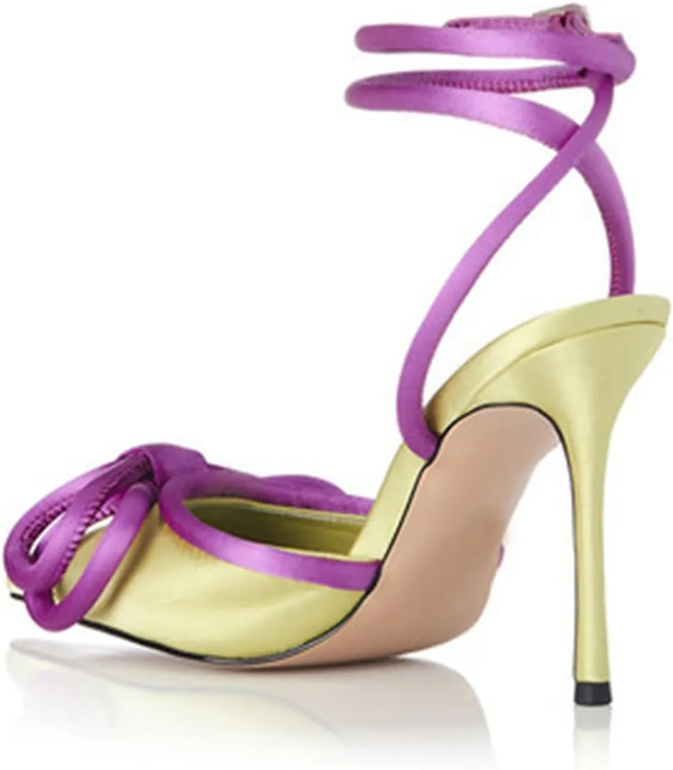 Elegant Women's Sexy Closed Toe Sandals with Bowknot, Fashion Large Size Ponited Toe High Heels for Party, Banquet And Fashion Show