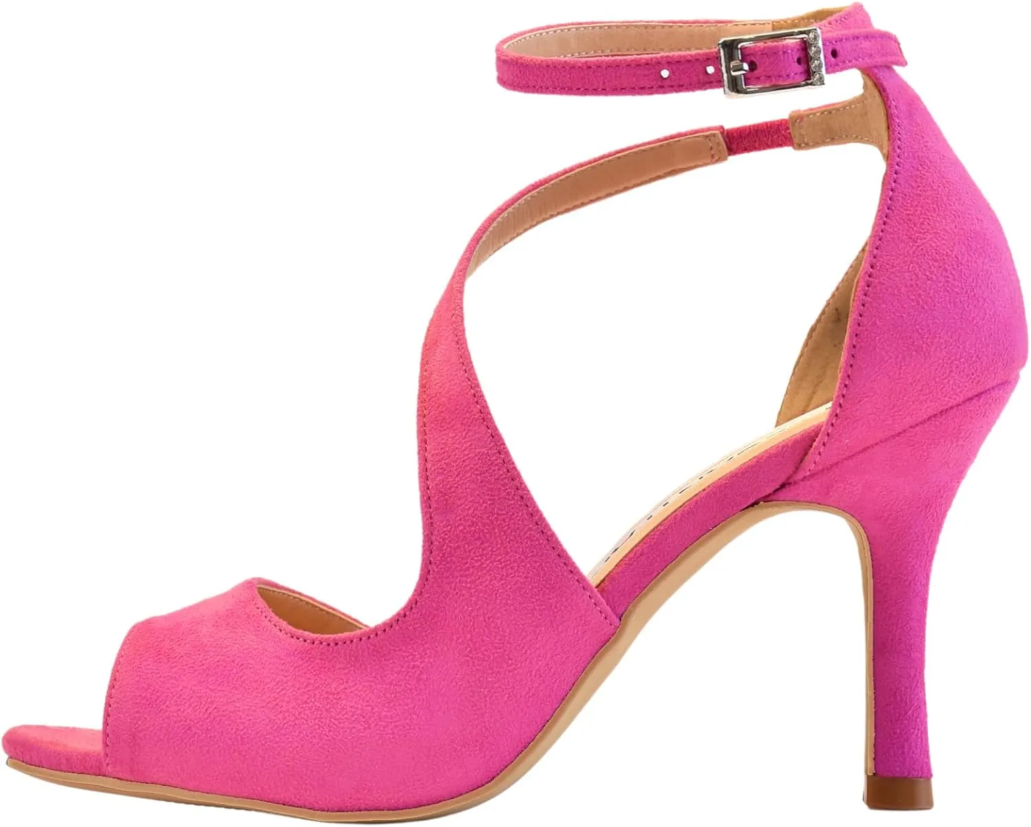 ELEGANTPARK Sandals for Women Peep Toe High Heels Cross Strappy Wedding Evening Dress Shoes Buckle Stain