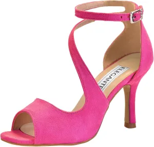 ELEGANTPARK Sandals for Women Peep Toe High Heels Cross Strappy Wedding Evening Dress Shoes Buckle Stain