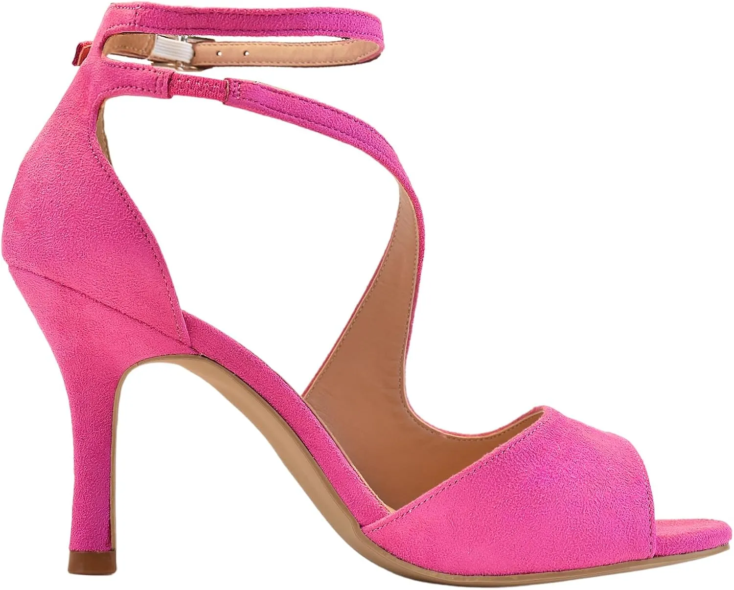 ELEGANTPARK Sandals for Women Peep Toe High Heels Cross Strappy Wedding Evening Dress Shoes Buckle Stain