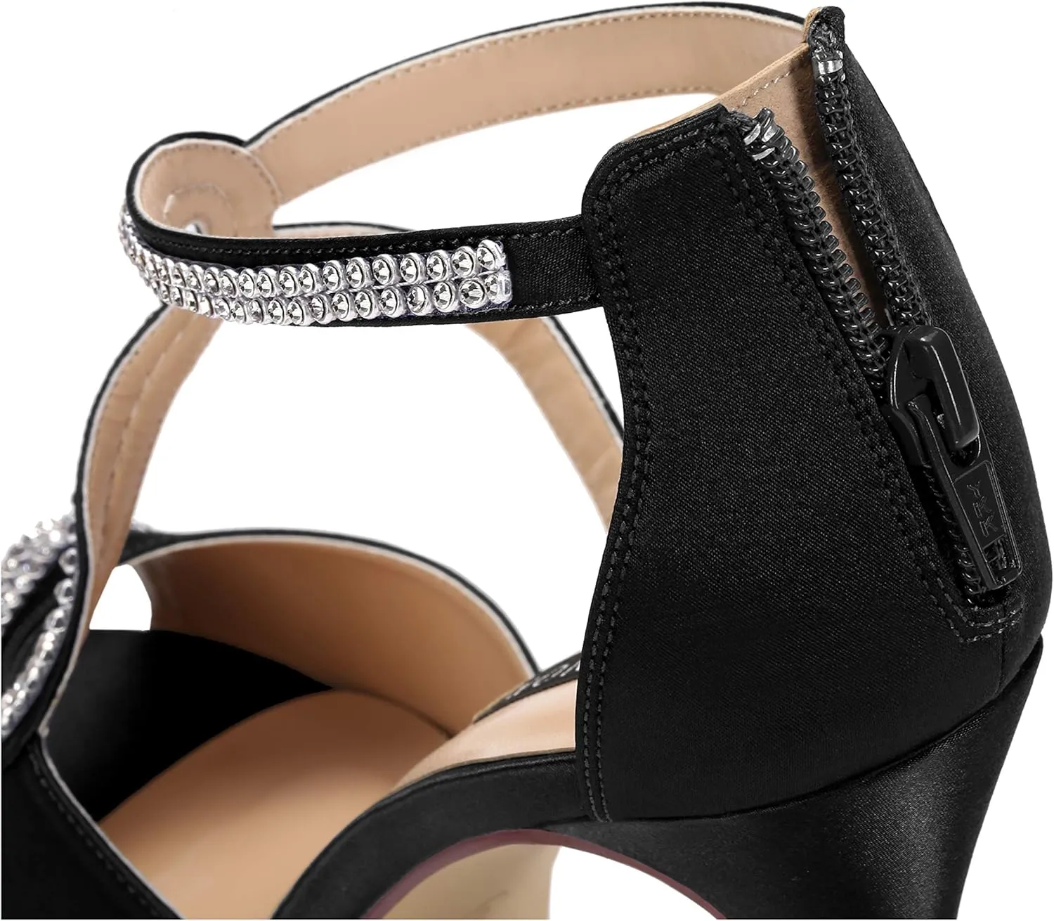 ERIJUNOR High Heel Sandals Peep Toe S-Strap Prom Wedding Evening Shoes