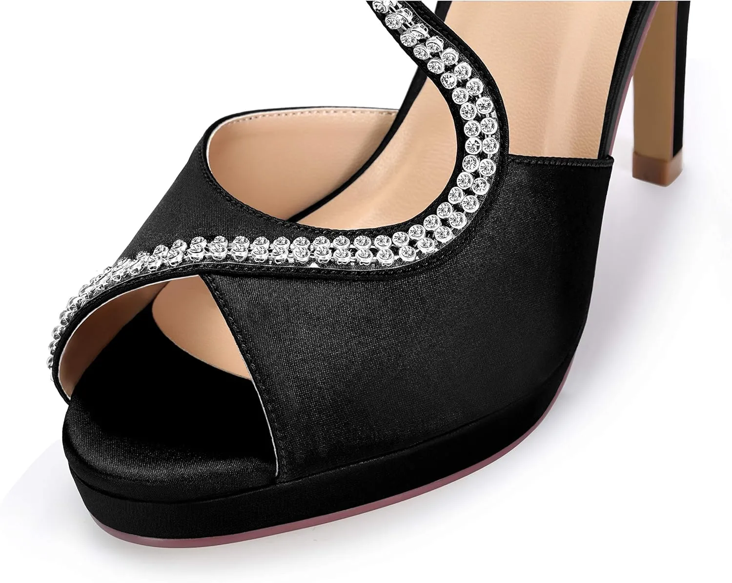 ERIJUNOR High Heel Sandals Peep Toe S-Strap Prom Wedding Evening Shoes