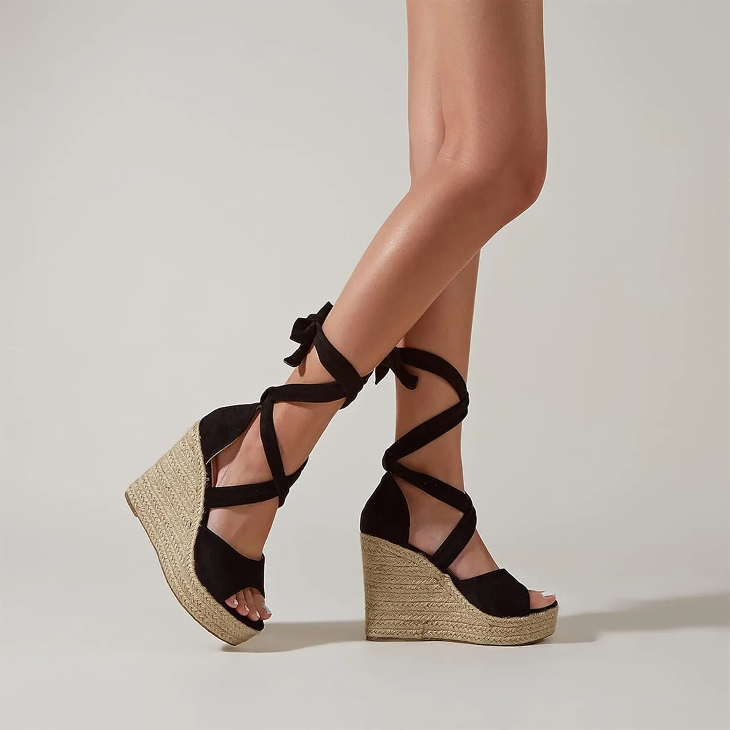 Fashion Woman Bandage Sandals, Women's Hemp Rope Platform & Wedge Sandals, Women Cross Straps Thick Bottom Sandals