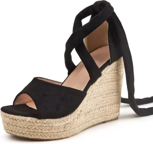 Fashion Woman Bandage Sandals, Women's Hemp Rope Platform & Wedge Sandals, Women Cross Straps Thick Bottom Sandals