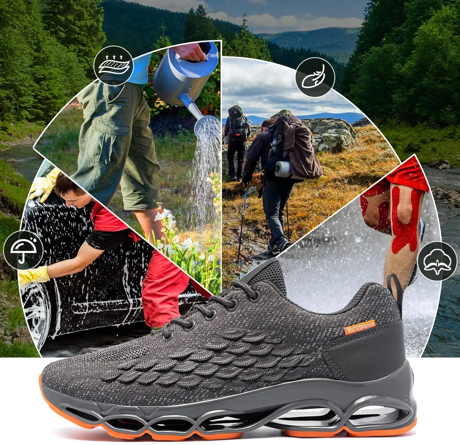 FATES TEX Wide Waterproof Shoes for Men and Women Tennis Sneakers Rain Water Resistant Comfortable Walking Running Casual Breathable Work Shoes