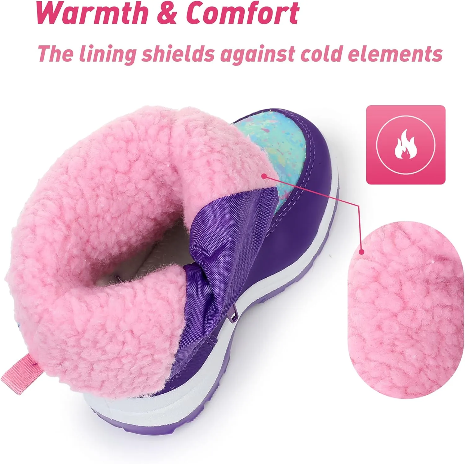 Felabo Kids Snow Boots for Boys Girls Water Resistant Insulated Winter Boots with Warm Fur Lining Slip Resistant Outdoor Shoes (Toddler/Little Kid)