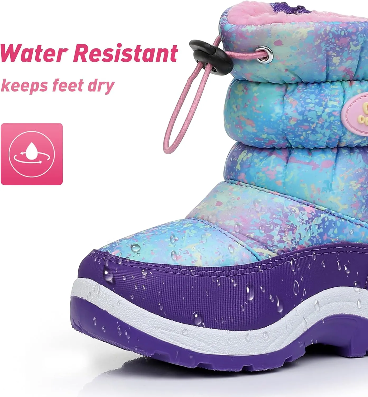 Felabo Kids Snow Boots for Boys Girls Water Resistant Insulated Winter Boots with Warm Fur Lining Slip Resistant Outdoor Shoes (Toddler/Little Kid)