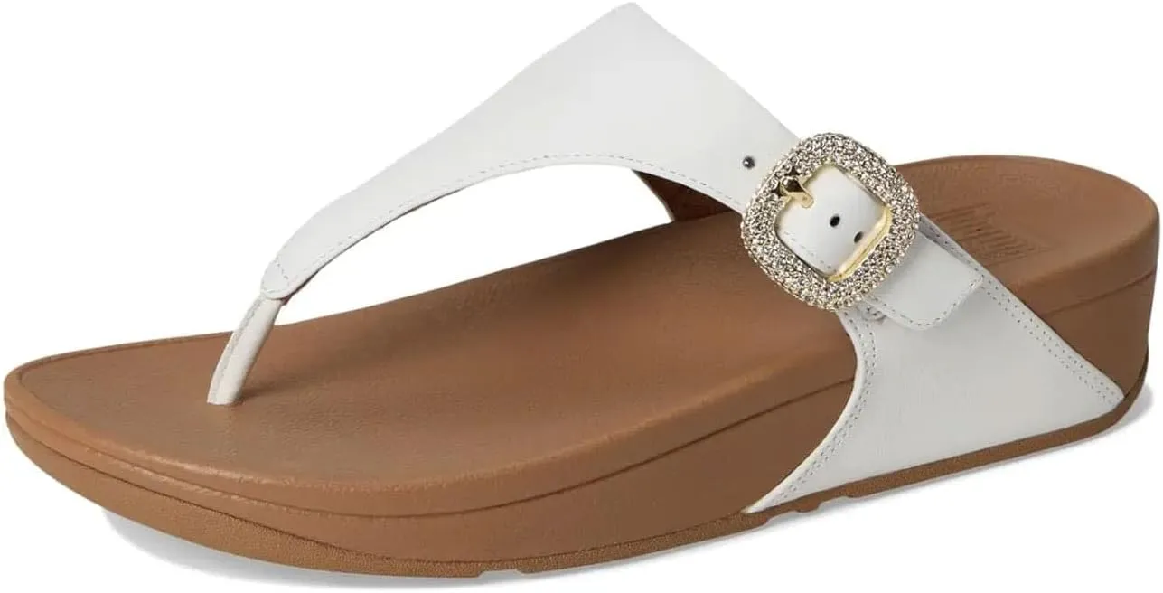 FitFlop Women's Lulu Crystal-Buckle Leather Toe-Post Sandals Wedge