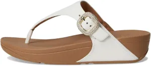 FitFlop Women's Lulu Crystal-Buckle Leather Toe-Post Sandals Wedge