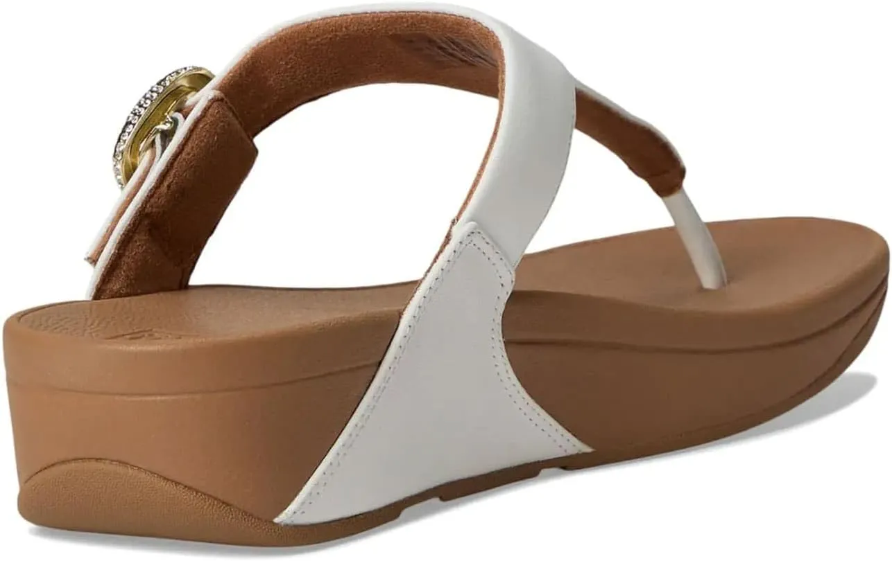 FitFlop Women's Lulu Crystal-Buckle Leather Toe-Post Sandals Wedge