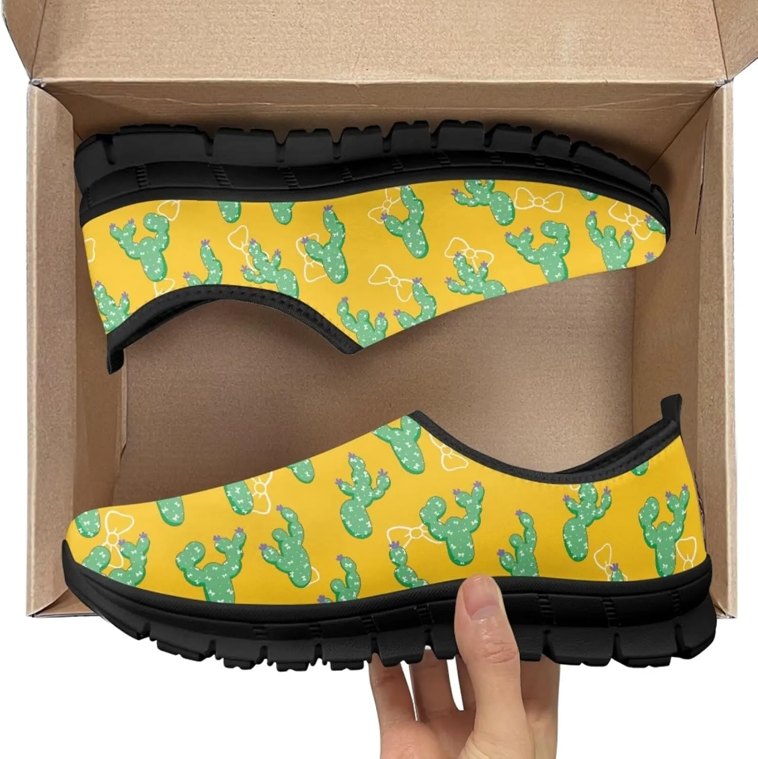 Flowers Print Mesh Shoes for Women Breathable Non-Slip Casual Loafers Fashion Running Hikking Sneaker for Outdoor