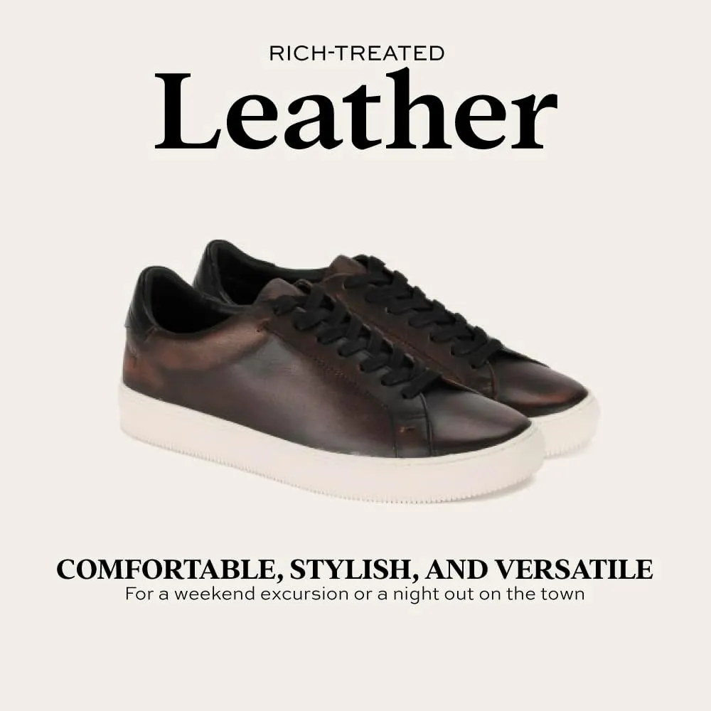 Frye Astor Low Lace Sneakers for Men Crafted from Leather with Artisanal Hand-Tacking Details, Cushioned Poron Footbeds, Padded Collar and Tongue, and Waxed Cotton Laces