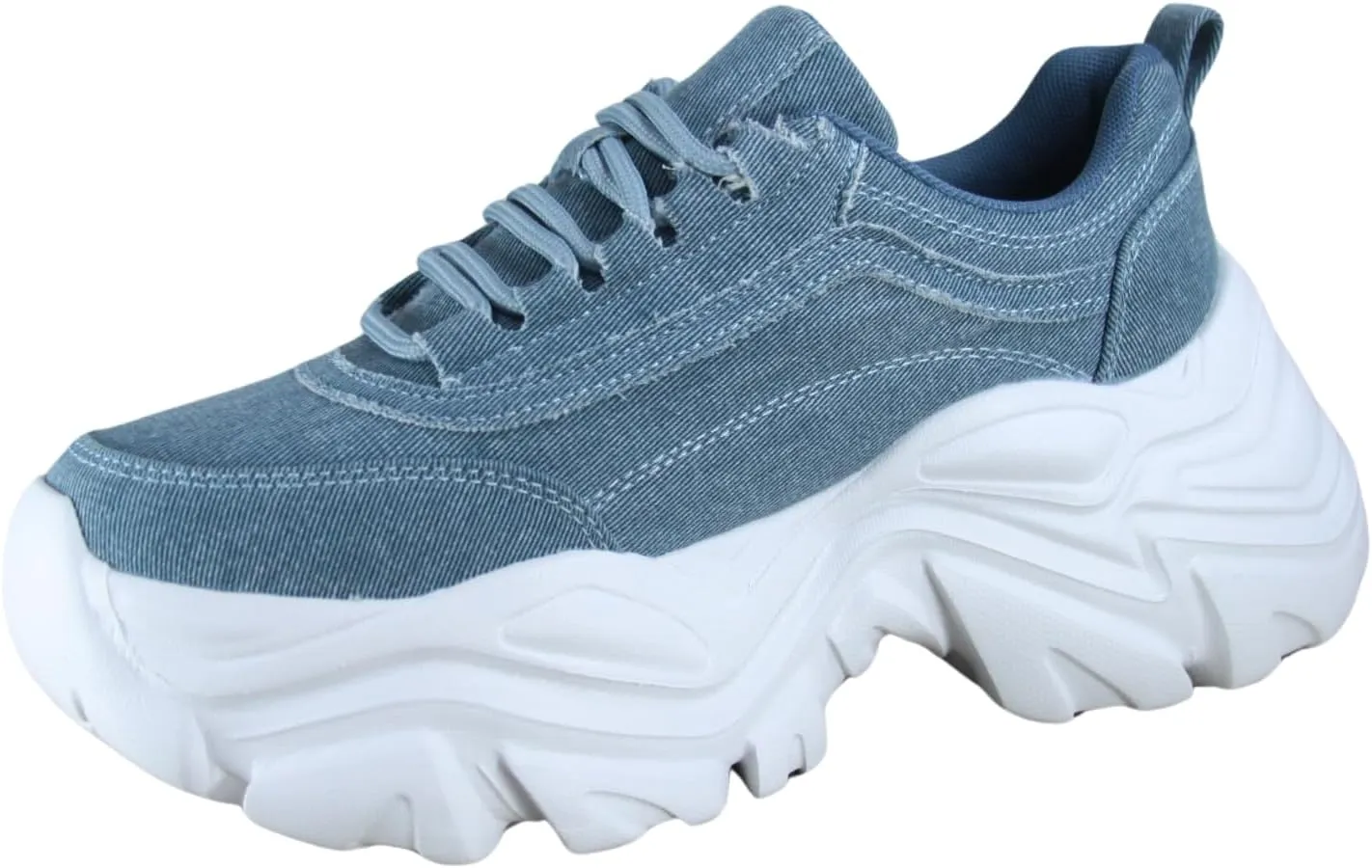 FZ Women's Fashion Chunky Platform Lace Up Casual Dad Street Shoes Wedge Walking Sneakers