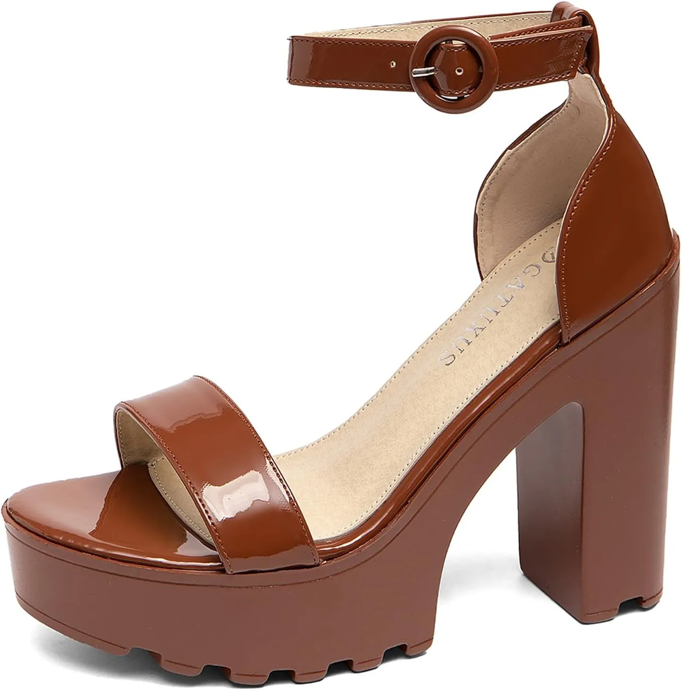 GATUXUS Women's Platform Block High Heels Sandals Open Toe Ankle Strap Lug sole Chunky Heels Sexy Dress Shoes