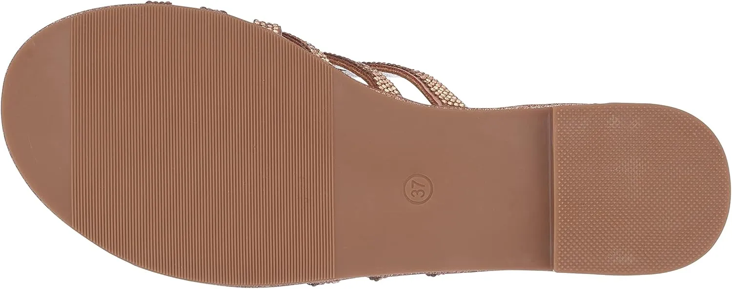 GC Shoes Women's Flat Sandals, Studded Crisscross Womens Slip On Sandals, Summer Fashion Beach Dress Slide Sage