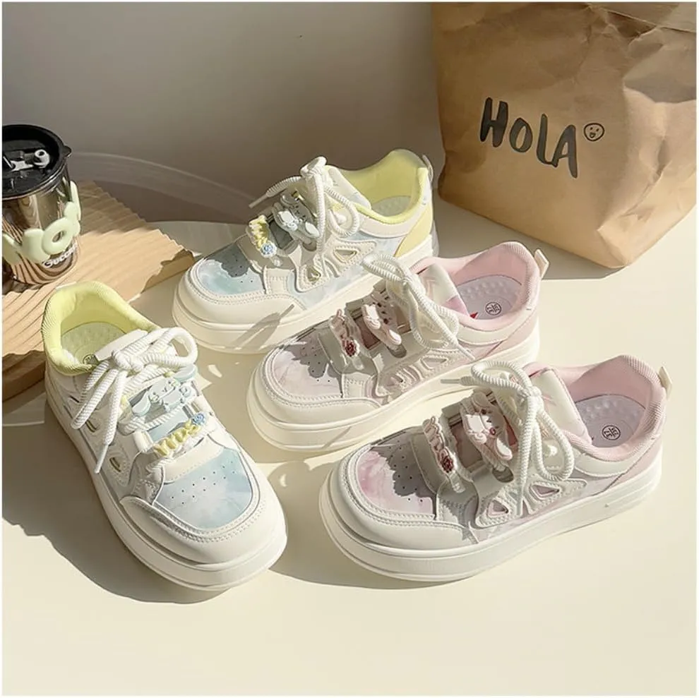 Geerta Dopamine Kawaii Sneakers Cute Y2K Chunky Shoes Casual Tennis Gym Fitness Outdoor Hiking Comfortable Chunky Platform for Women Trendy Preppy Back to School Gift for Girls Granddaughter Travel